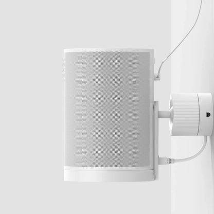 Image of a white Era 100 Pro speaker mounted on a wall, showcasing its sleek design and installation features.
