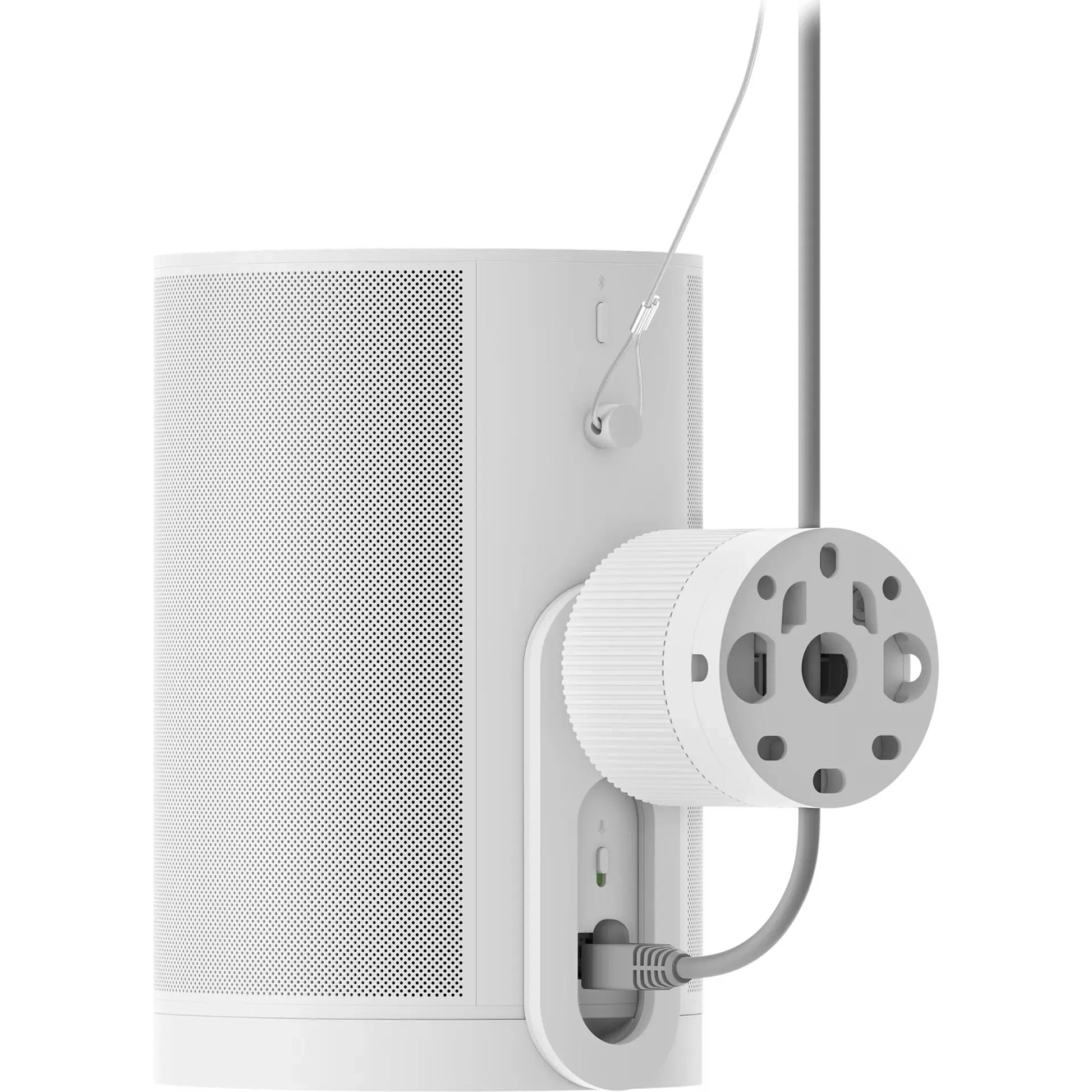 Back view of Era 100 Pro speaker with PoE+ connection, showcasing modern design and installation features.